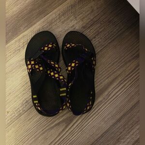Chaco Black and Yellow Patterned Sandals